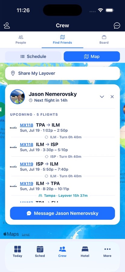 iFlight Pro Trip Timeline screen